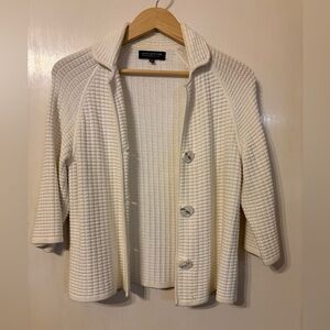Y2K Jones New York Cream Knit Button Up Cardigan size Petite Small